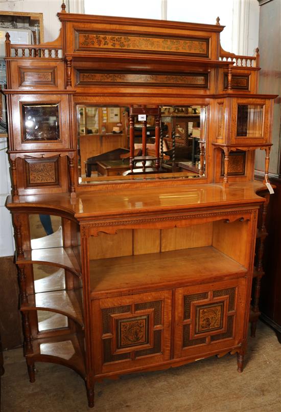 Victorian aesthetic design painted satinwood chiffonier, W.5ft D.1ft 8in. H.6ft 5in.